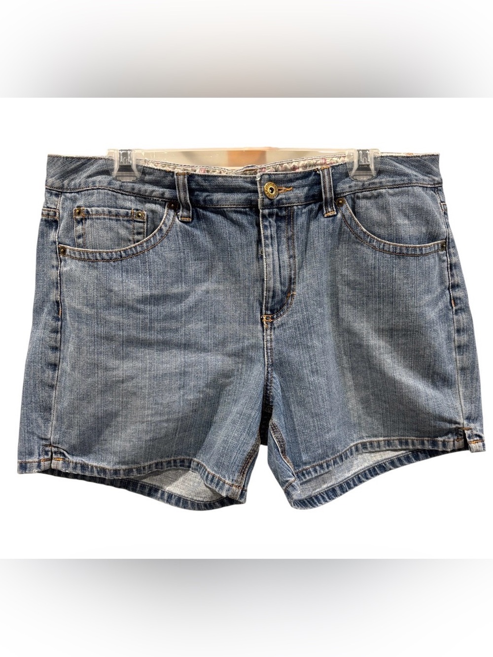Tommy Hilfiger Y2K Denim Shorts with Floral Waistband - Size 30